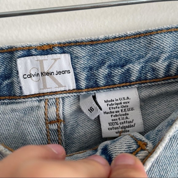 CALVIN KLEIN Vintage High Rise mom Jeans Size 16 light wash stone Union made 32 - Picture 3 of 11